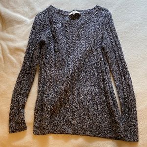 black and white cable knit sweater